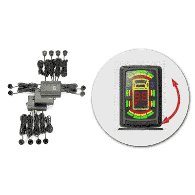 Wireless display sensor de aparcamiento para el frente, trasero& 2- lateral